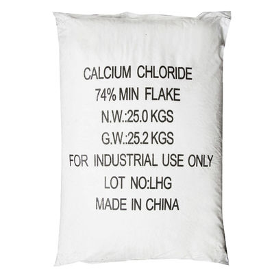 Calidad industrial Cacl2 Cloruro de calcio Flocos blancos 10043-54-4 74% 25 kg